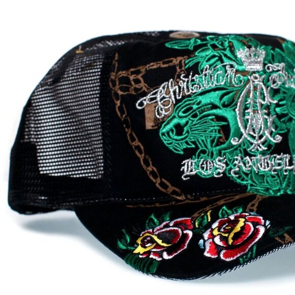 Tiger and Roses Revolver Cap Christian Audigier Vintage Authentic Hat Unisex Y2K - Picture 4 of 4